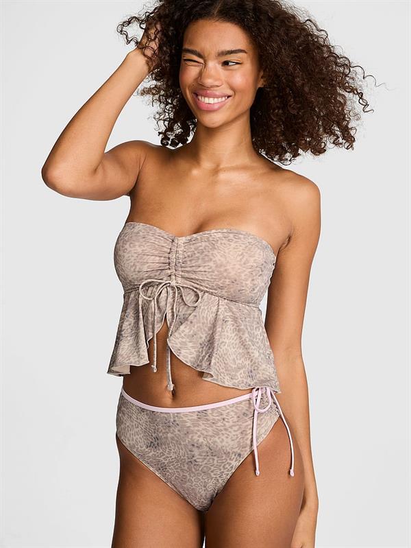Pink Buzgulu Fırfırlı Tankini Ust