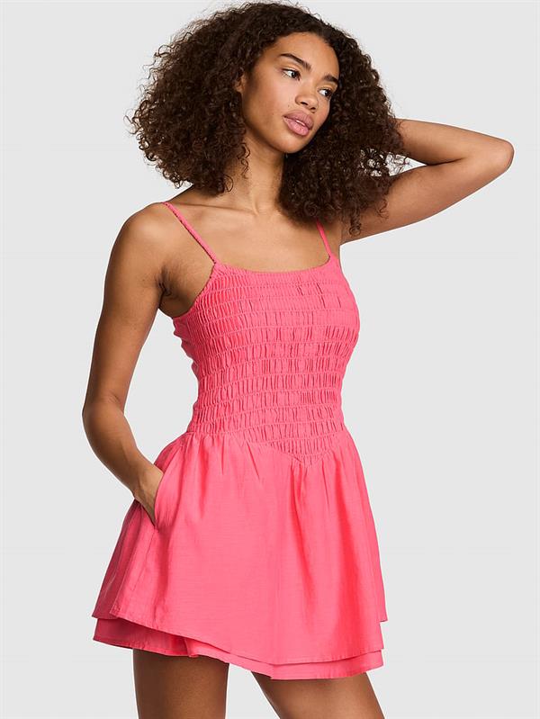 Pink Buzgulu Mini Elbise ön görünüm