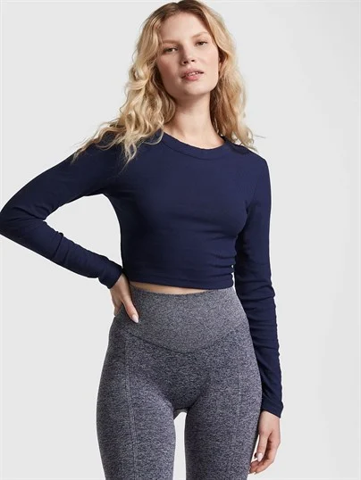 Pink Fitilli Uzun Kollu Crop
