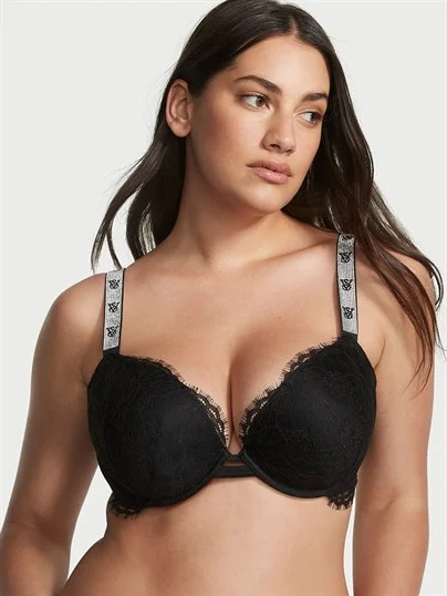 Dantelli Işıltılı Askili Push Up Sütyen