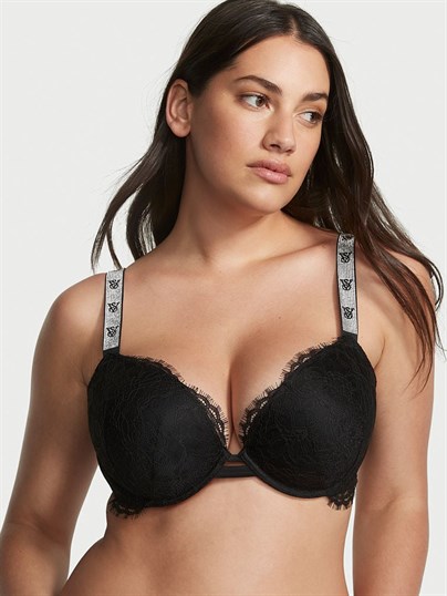 Dantelli Işıltılı Askili Push Up Sütyen