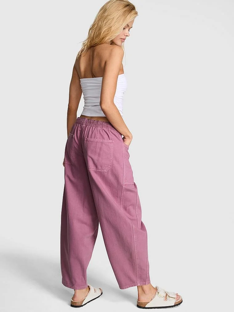 Pink Rahat Kesim Buzgulu Barrel Pantolon arka görünüm