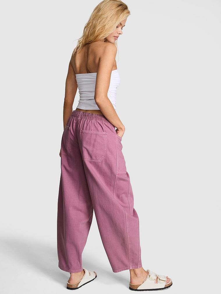Pink Rahat Kesim Buzgulu Barrel Pantolon arka görünümü