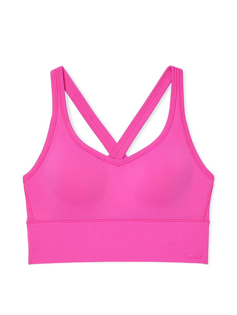 Pink Seamless Air Orta Destekli Sporcu Sütyeni arka görünümü