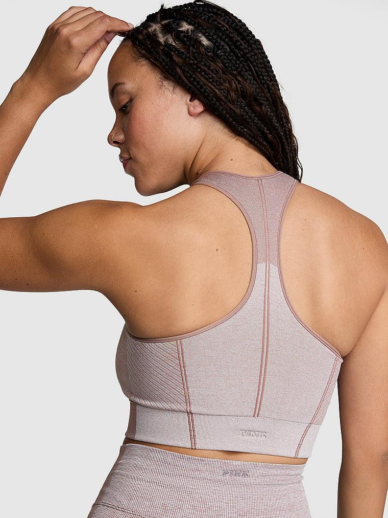 Pink Seamless Marl Uzun Sporcu Sütyeni arka görünümü