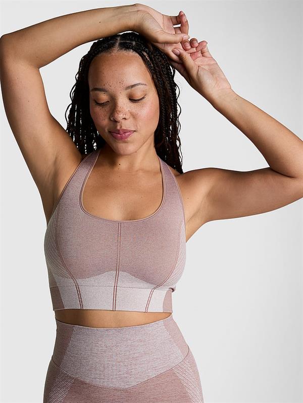 Pink Seamless Marl Uzun Sporcu Sütyeni