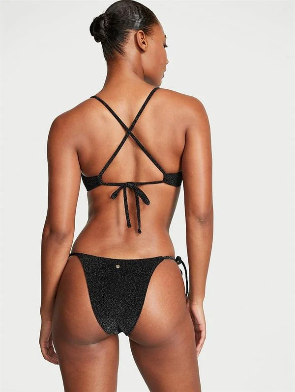 Işıltılı Yandan Baglamali Brazilian Bikini Alti ön görünüm