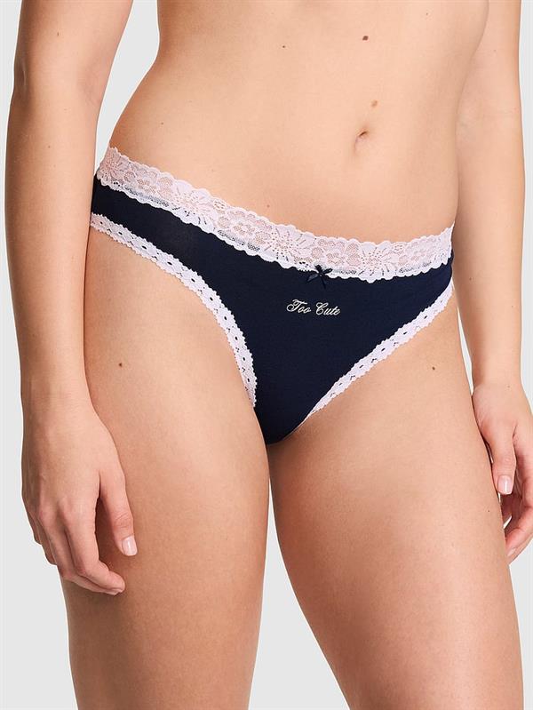 Pink Pamuklu Dantel Detayli Cheeky Kulot