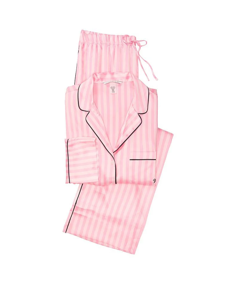 Saten Uzun Pijama Seti arka görünüm