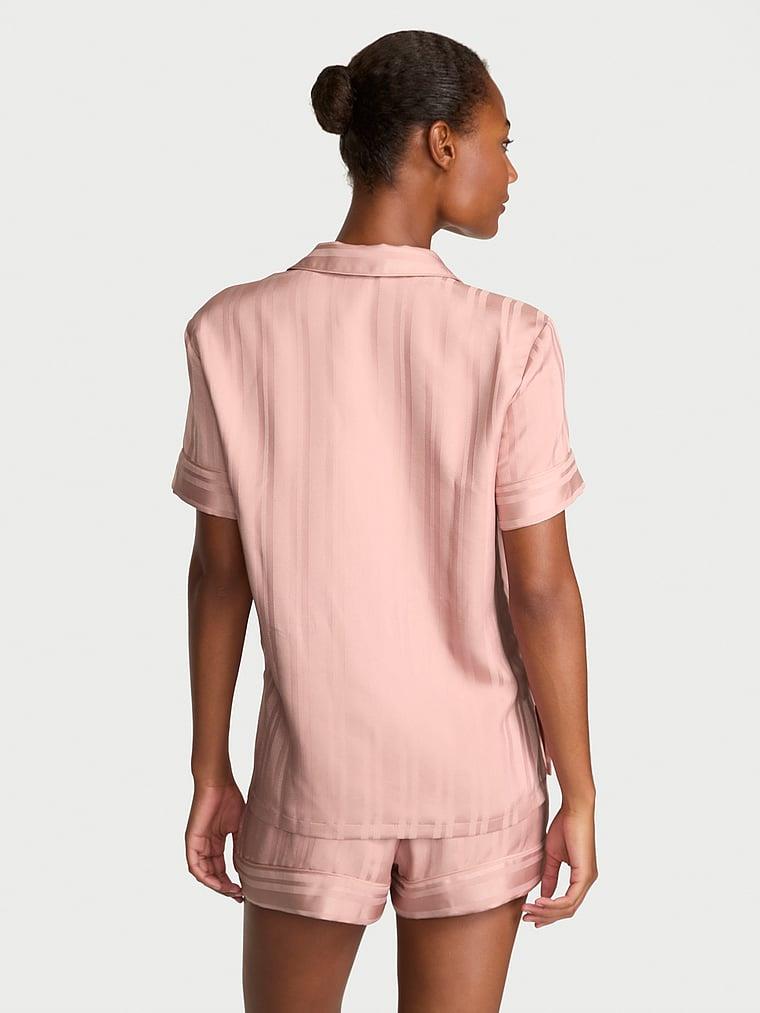 Glazed Saten Sortlu Pijama Takimi arka görünümü
