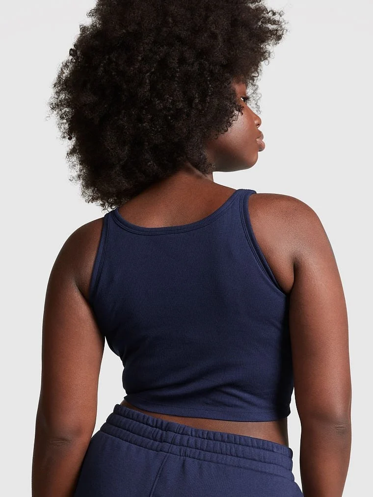 Pink Cropped Rib Tank Top arka görünüm