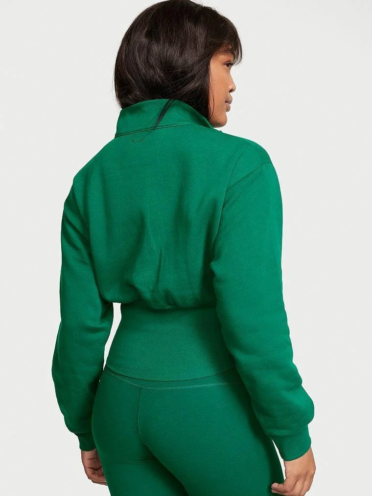 Fermuarli Balikci Yaka Pamuklu Polar Sweatshirt arka görünüm
