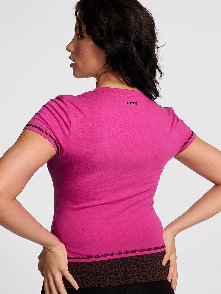 Pink All Day Cotton Plunge Cropped Top arka görünümü