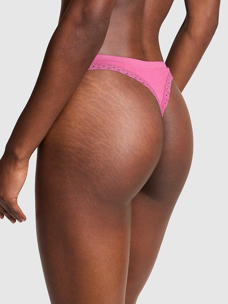 Pink Seamless Derin Bacak Kesim Tanga arka görünümü