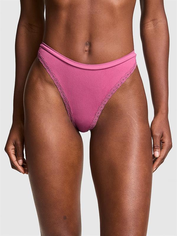 Pink Seamless Derin Bacak Kesim Tanga