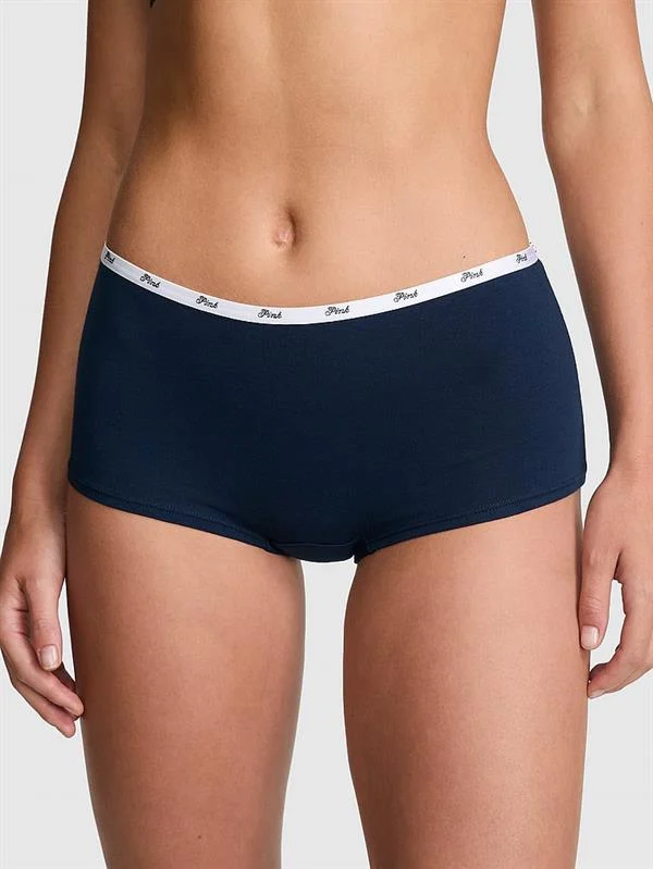Pink Logolu Pamuklu Boyshort Kulot