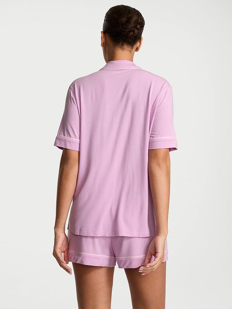 Modal Yumuşak Fiyonklu Kısa Pijama Takimi arka görünümü