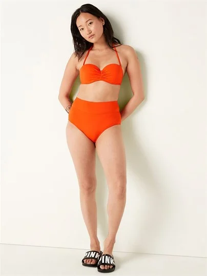 Pink Yüksek Bel Shortie Bikini Alti ön görünüm