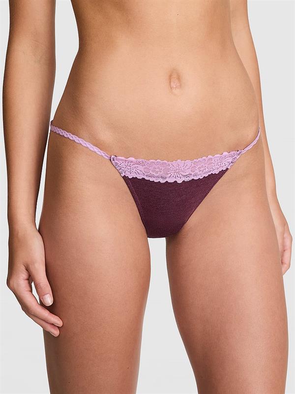 Pink Pamuklu Dantel Kenarli Bikini Kulot