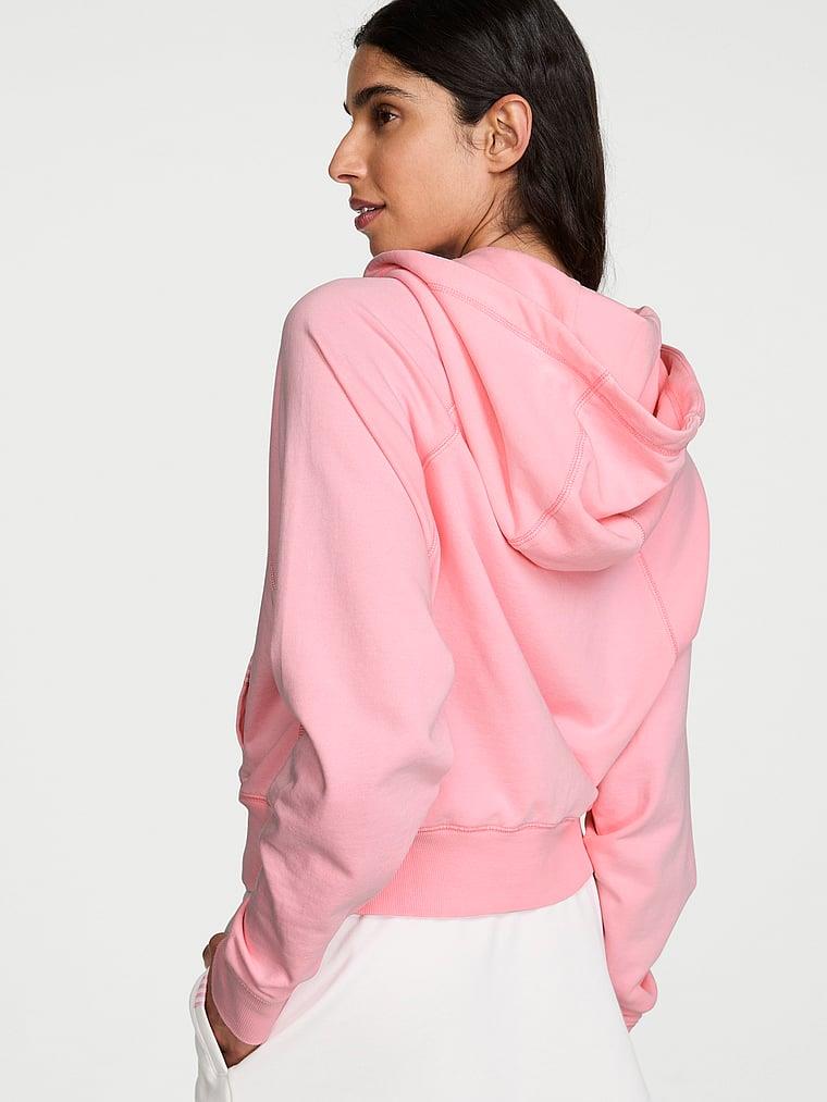 Terry Crop Fermuarli Kapsonlu Sweatshirt arka görünümü