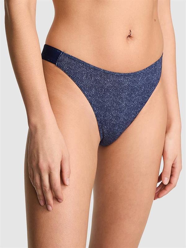 Pink Logolu Pamuklu Derin Bacak Kesim Tanga ön görünüm