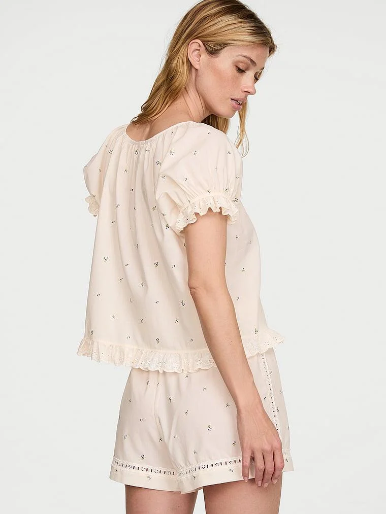 Cotton Dream Kabarik Kollu Kısa Pijama Takimi arka görünüm