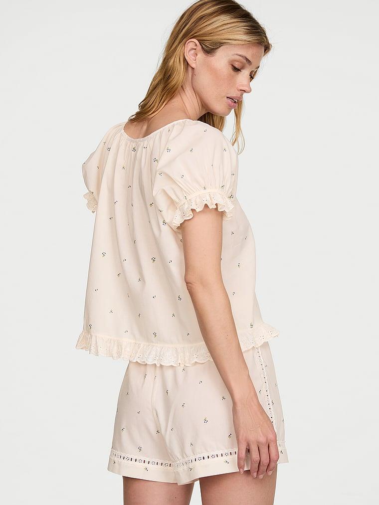 Cotton Dream Kabarik Kollu Kısa Pijama Takimi arka görünümü