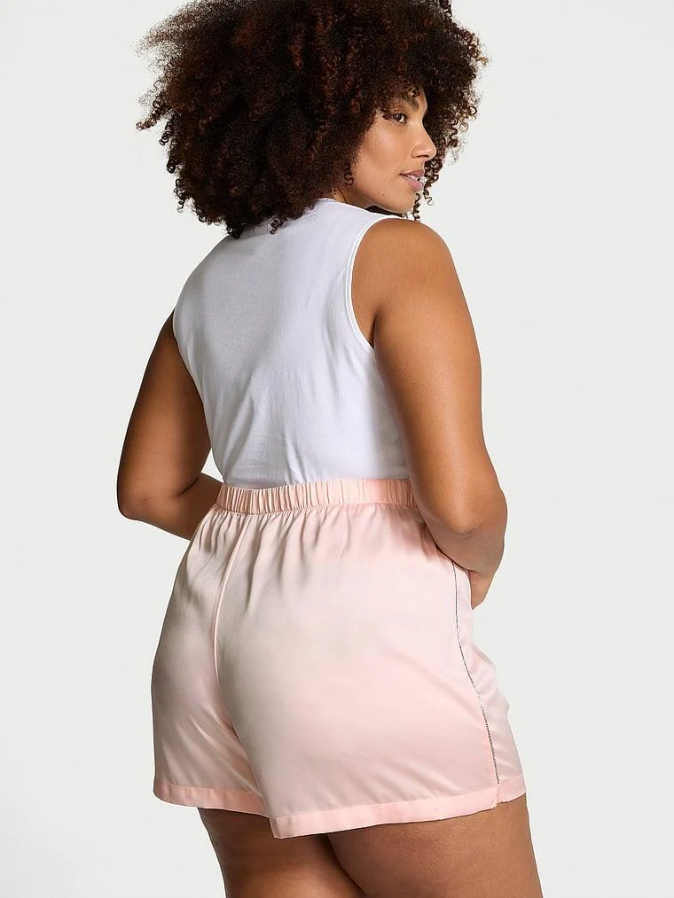 Işıltılı Logo Detayli Saten Boxer arka görünüm