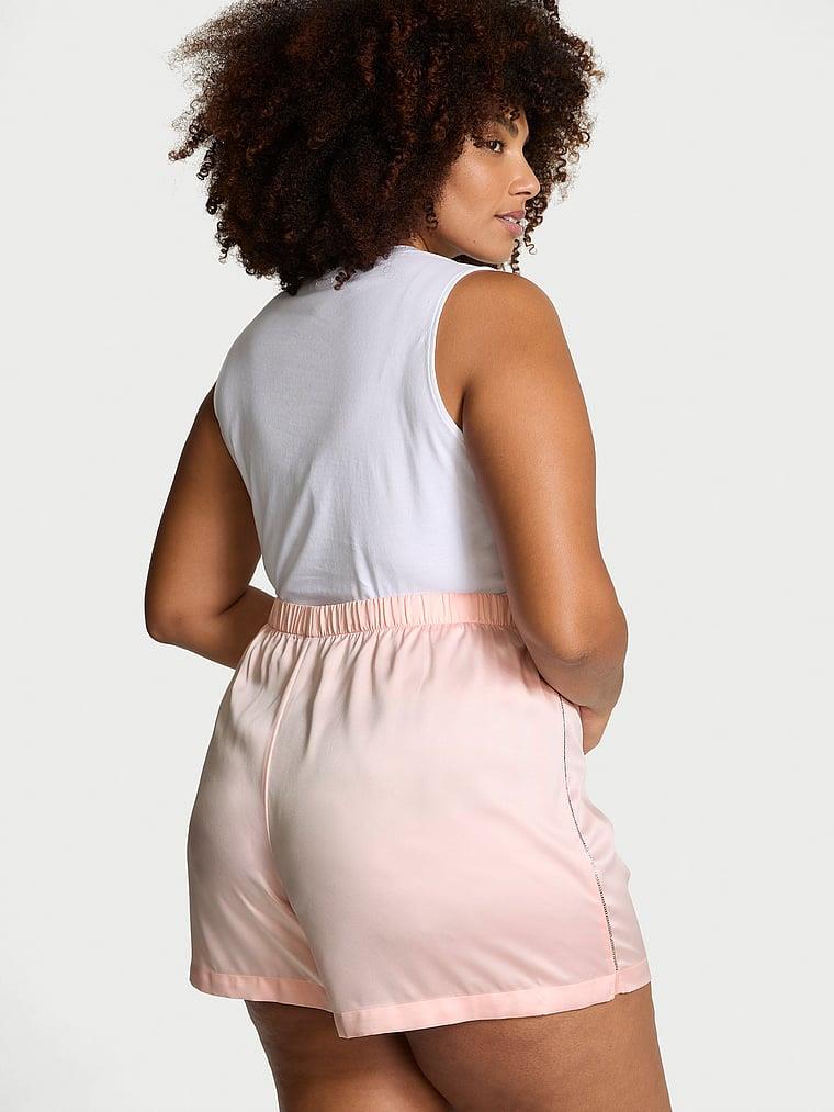 Işıltılı Logo Detayli Saten Boxer arka görünümü