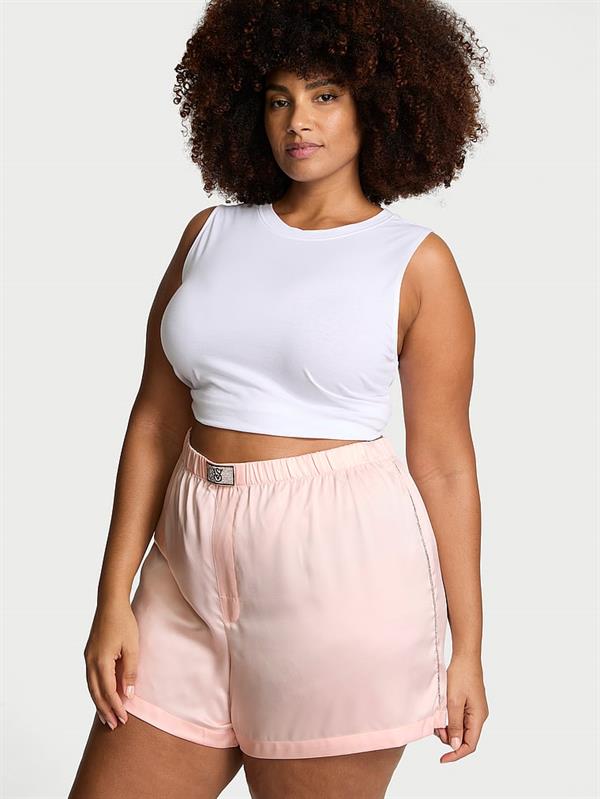 Işıltılı Logo Detayli Saten Boxer