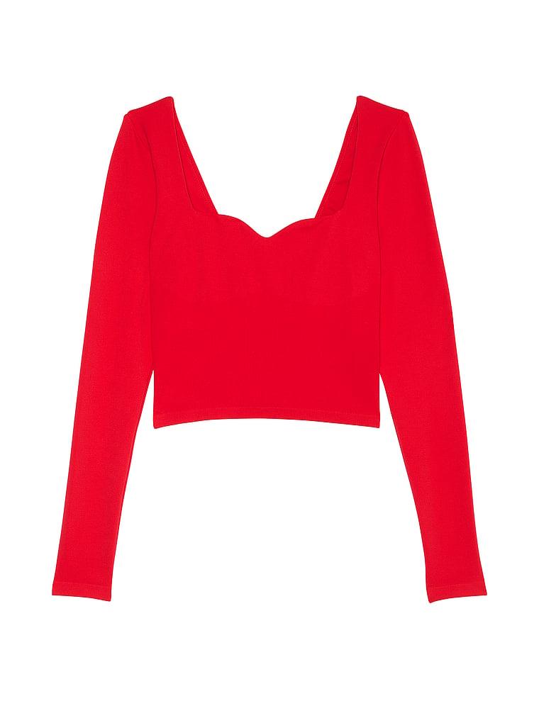 Pink Soft Seamless Uzun Kollu Kalp Yaka Ust arka görünüm