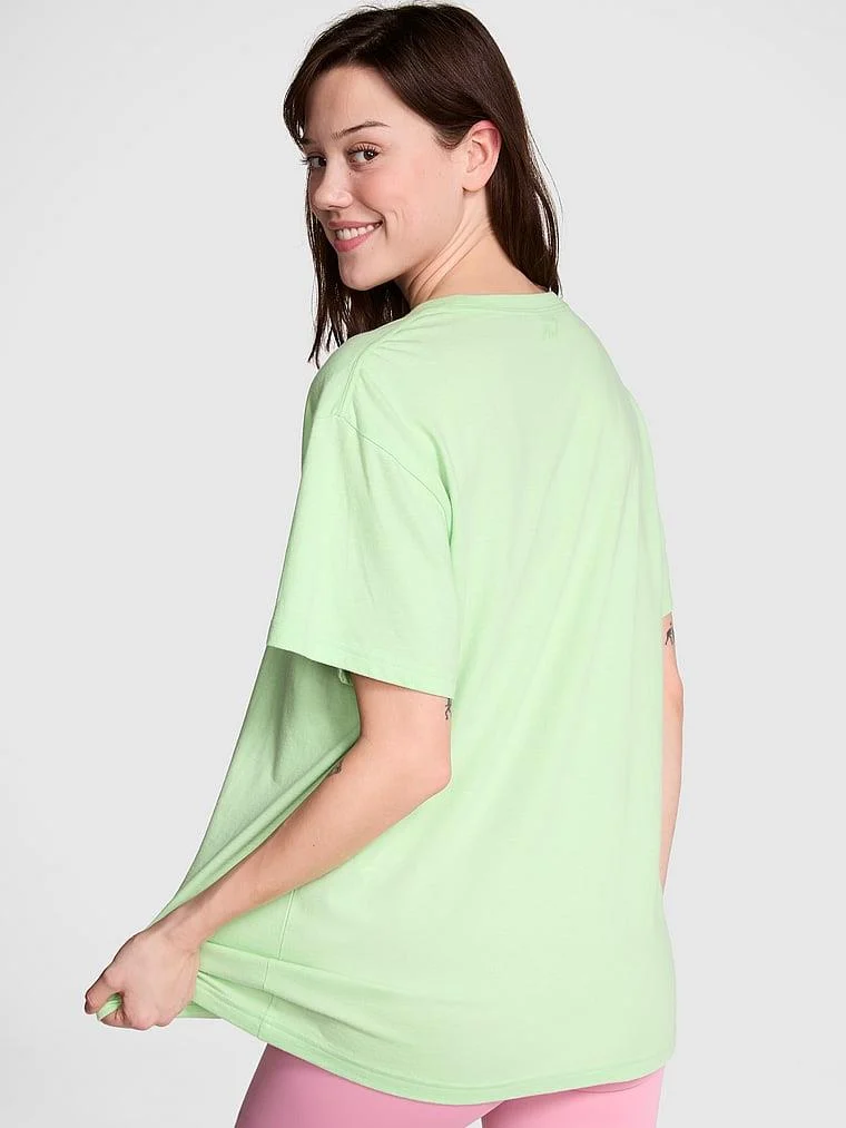 Pink Oversize Kısa Kollu Kampus Tisort arka görünüm