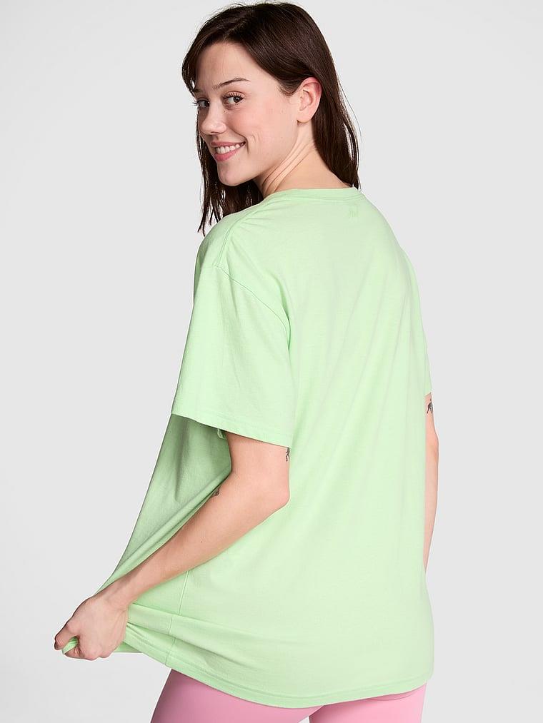 Pink Oversize Kısa Kollu Kampus Tisort arka görünümü