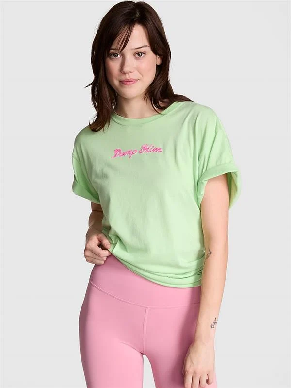 Pink Oversize Kısa Kollu Kampus Tisort