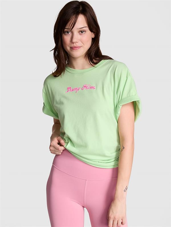 Pink Oversize Kısa Kollu Kampus Tisort