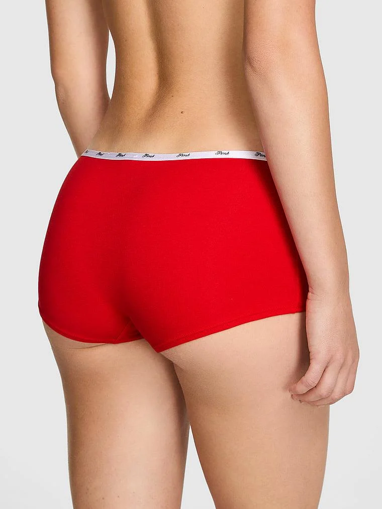 Pink Logolu Pamuklu Boyshort Kulot arka görünüm