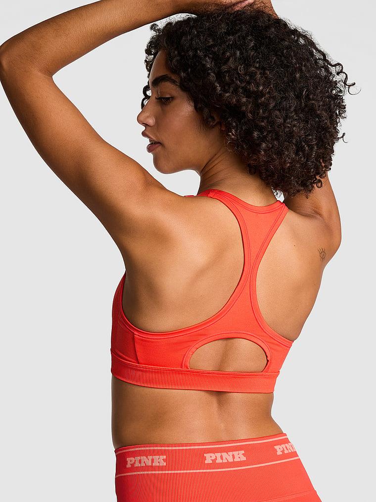 Pink Seamless Air Yogun Destekli Sporcu Sütyeni arka görünüm