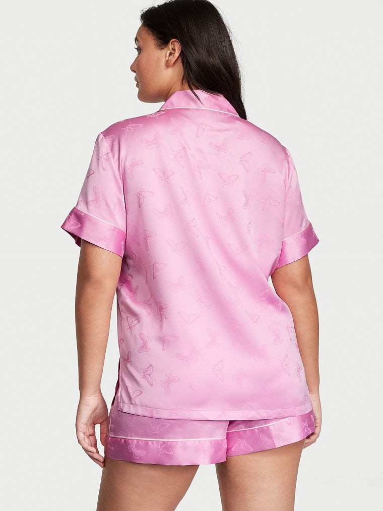 Saten Kısa Pijama Set arka görünümü
