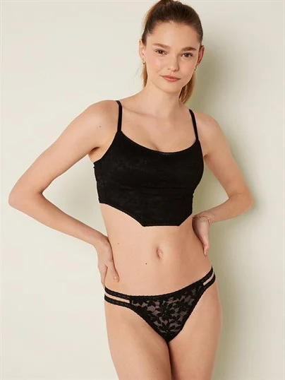 Victorias S Secret Pink Dantelli Hafif Astarli Korse Bralet ön görünüm