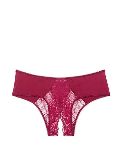 Gul Dantelli Crotchless Cheeky Kulot ön görünüm
