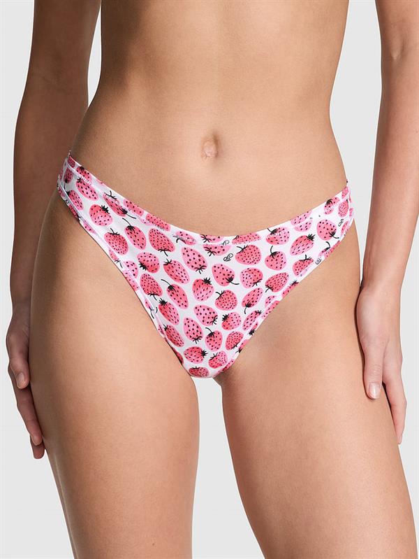 Pink Pamuklu Derin Bacak Kesim Tanga
