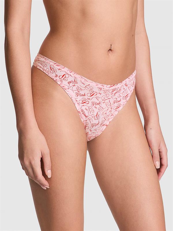 Pink Pamuklu Derin Bacak Kesim Tanga