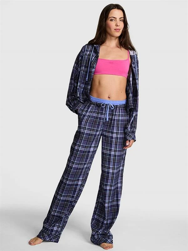 Pink Boyfriend Flanel Pijama Alti ön görünüm