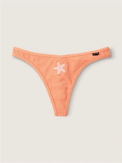 Pink Pamuk Tanga Kulot ön görünüm