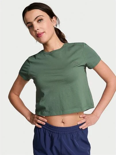 Pink Heritage Pamuklu Crop Tisort ön görünüm