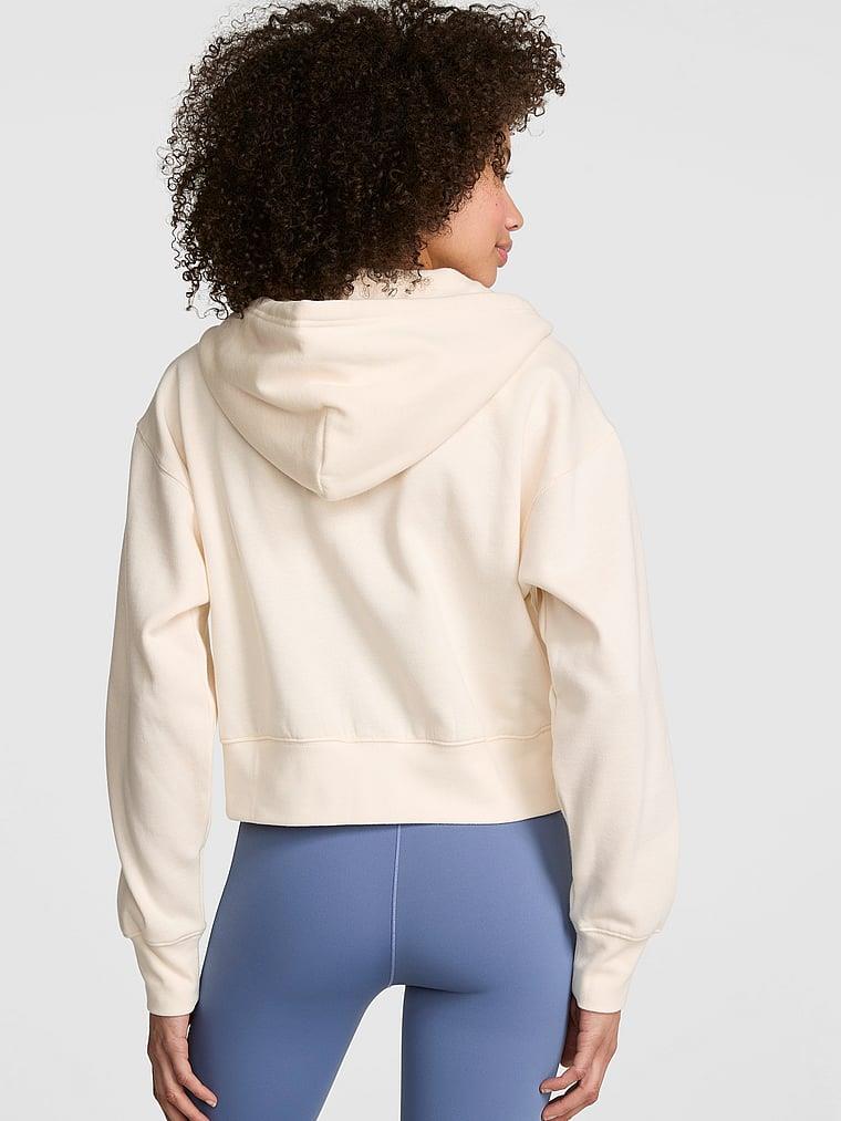 Pink Dar Kesim Fermuarli Kapusonlu Sweatshirt arka görünüm