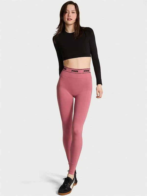 Pink Seamless Klasik Logo Detayli Tayt ön görünüm