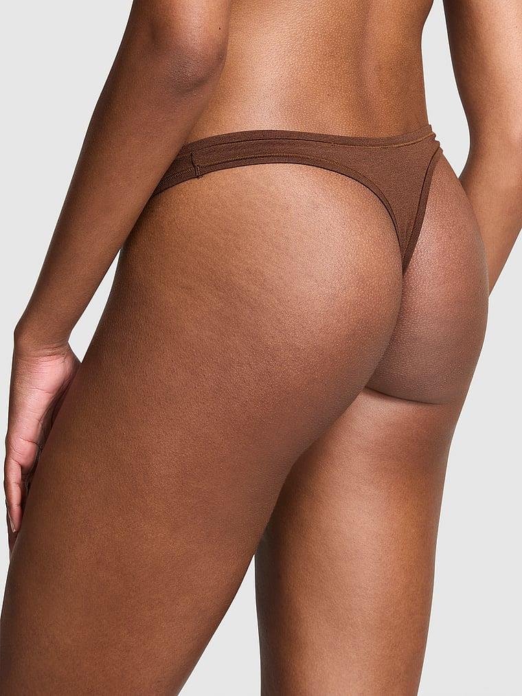Pink Pamuklu Derin Bacak Kesim Tanga arka görünüm