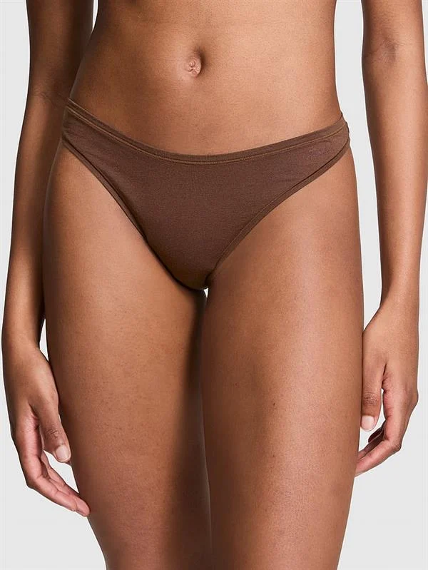 Pink Pamuklu Derin Bacak Kesim Tanga ön görünüm