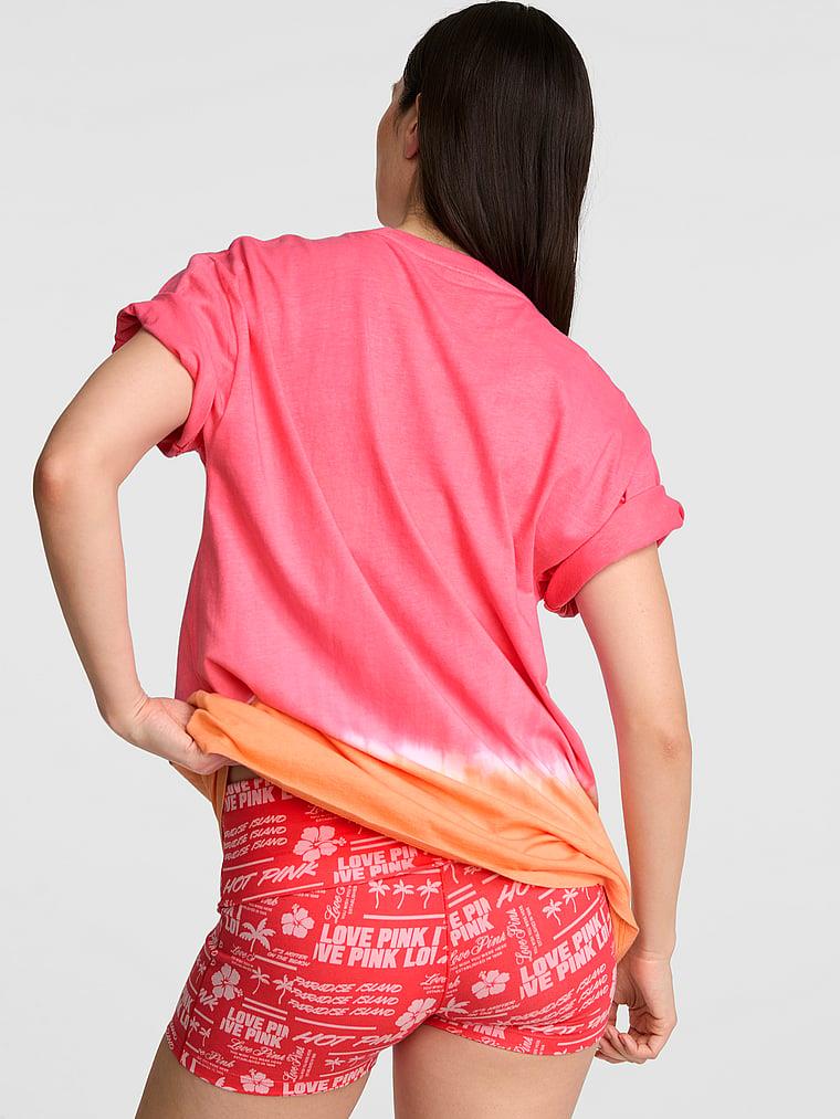 Pink Oversize Kısa Kollu Kampus Tisort arka görünüm